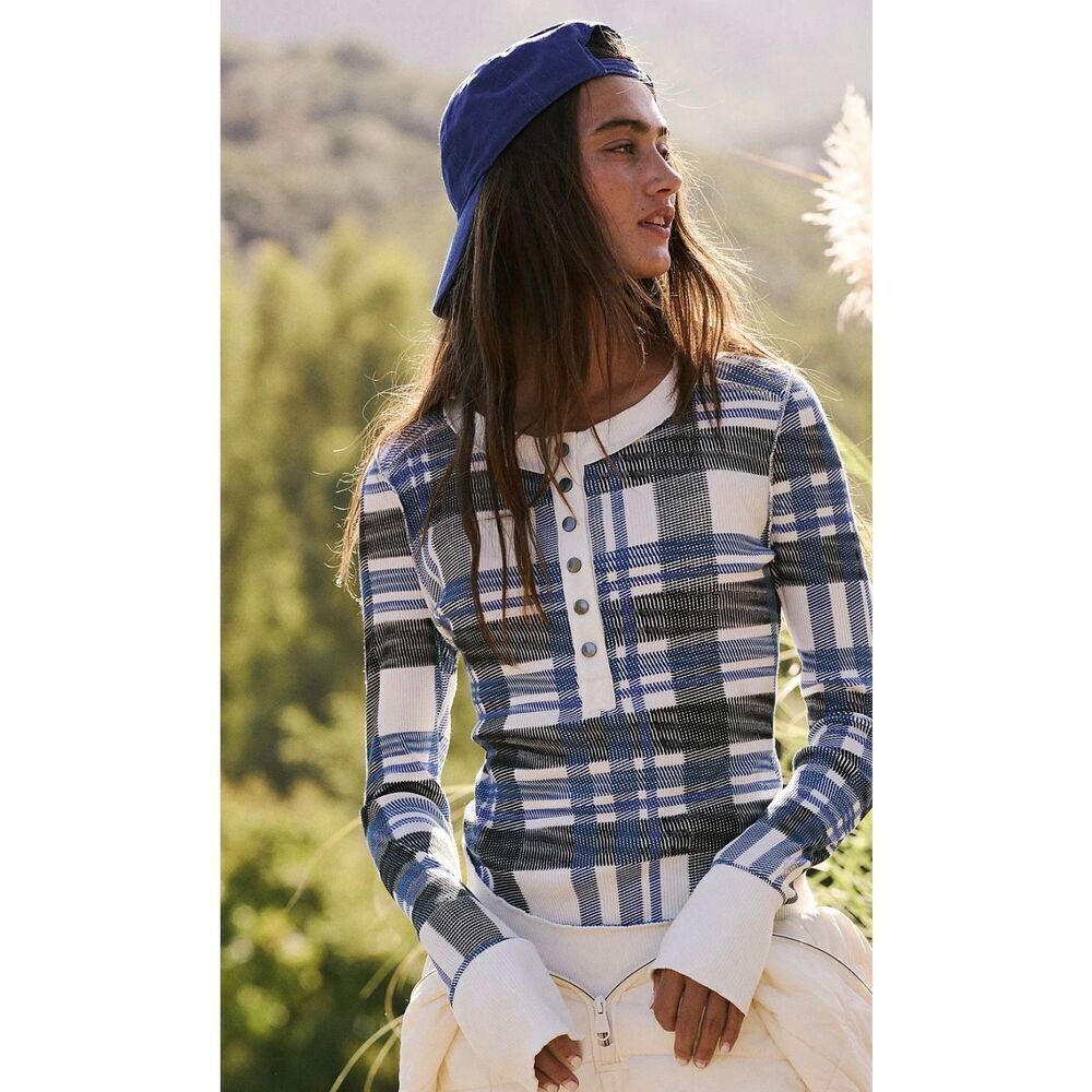 FREE PEOPLE RALLY LAYER PRINTED - TRUE PLAID IVORY XS NWT